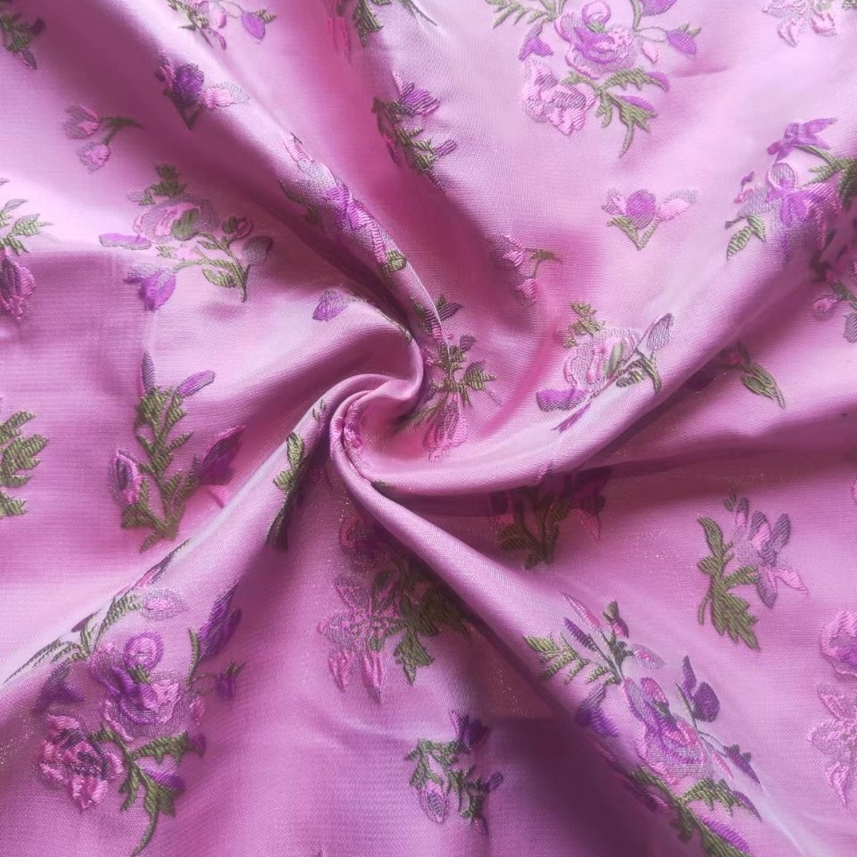 Chinese-style embossed yarn-dyed jacquard rose floral brocade cheongsam dress coat fabric