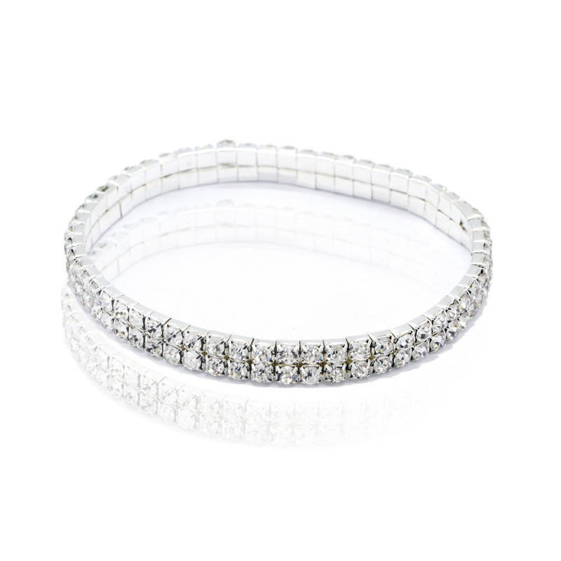 Picture of European and American simple full diamond bracelet super shiny elastic elastic 1 to 5 rows anklet bracelet birthday wedding party accessories