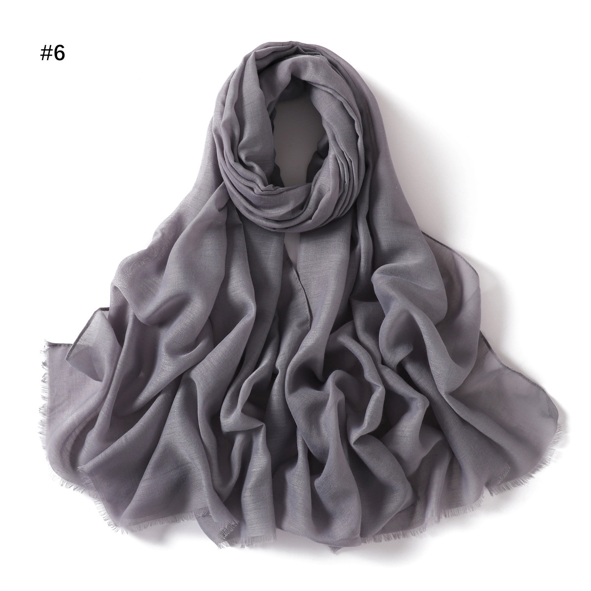 Picture of New fashion cotton and linen soft autumn and winter combed cotton monochrome short beard flat long scarf scarf scarf scarf scarf shawl in stock