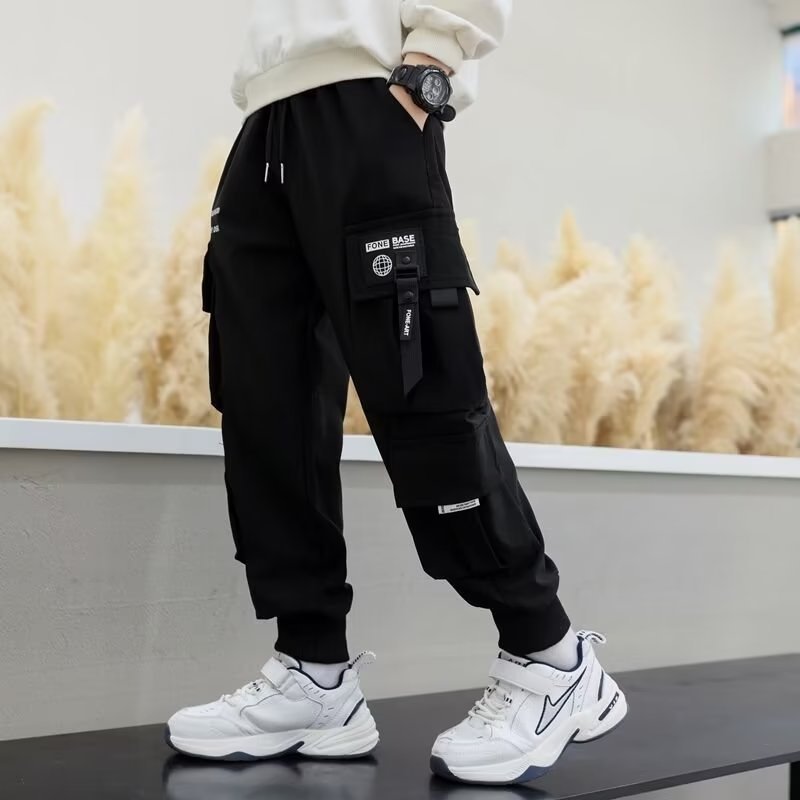 Boys Children's Wear Work Pants Spring Trousers Spring and Autumn Western-style Children's Sports Pants Fashionable Loose Leg-toe Sweatpants