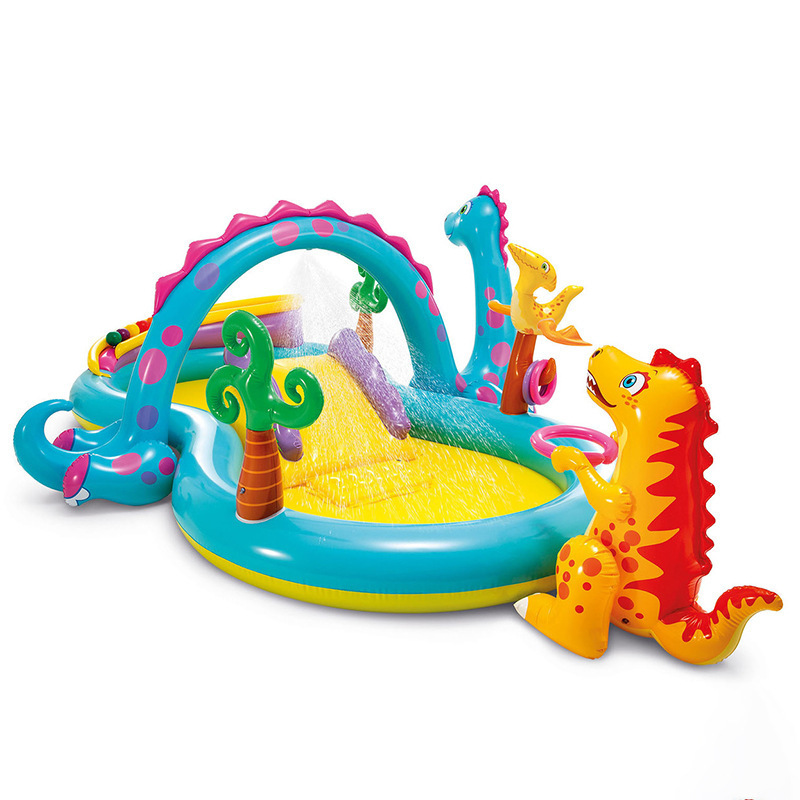 Picture of INTEX57135 dinosaur eight-character water jet slide inflatable pool paddling pool children's family swimming pool ocean ball pool