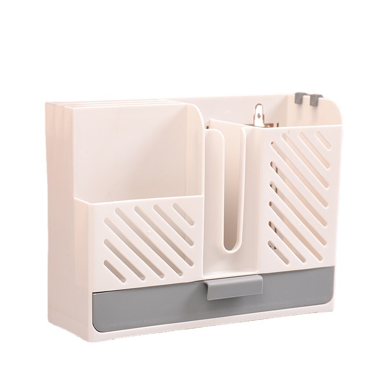 Picture of Chopsticks Cage Wall-mounted Household Non-perforated Chopsticks Tube Draining Thickened Kitchen Tableware Soup Spoon Storage Box Large Capacity