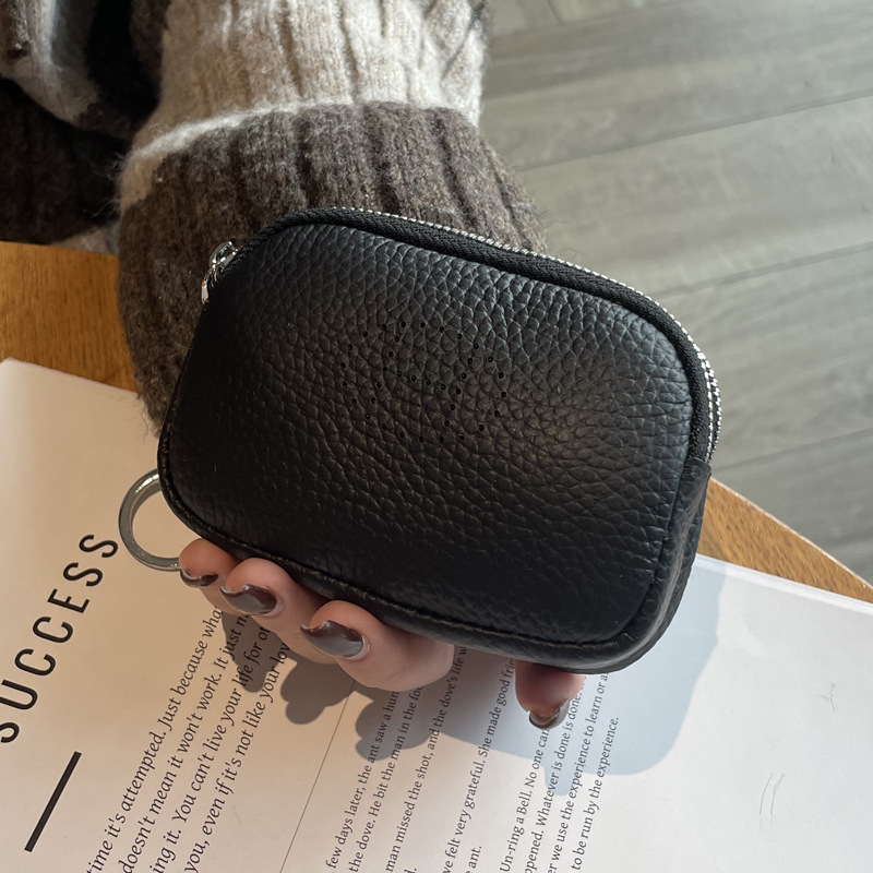 Picture of Genuine Leather Coin Purse for Women 2025 New Trendy Double Zipper Large Capacity Small Wallet Cowhide High-End Coin Bag Small Handbag
