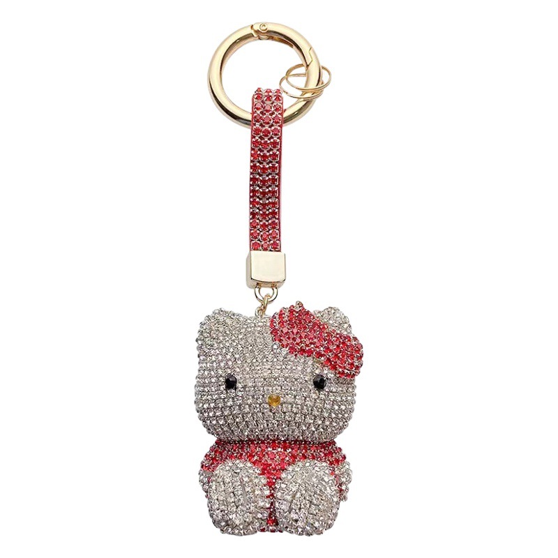 Internet Celebrant Diamond-encrusted KT Cat Keychain Fashion Women's Bag Pendant Cute Doll Car Key Chain Small Gift