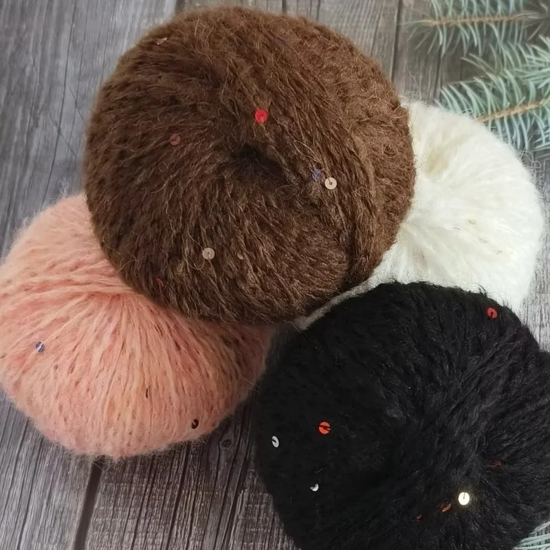 Creative Alpaca Fleece Sequin Line Shining Flash Medium Thick Stick Needle and Line Woven Hat Mohair Scarf Wool Line