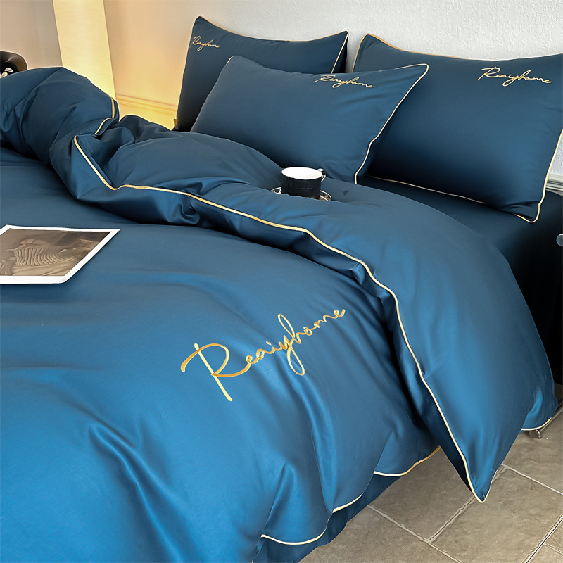 Picture of Advanced Sense 60 Light Luxury Long-staple Cotton Cotton Bed Four-piece Cotton Embroidered Quilt Cover 100 Cotton Bed Sheet Mattress 3