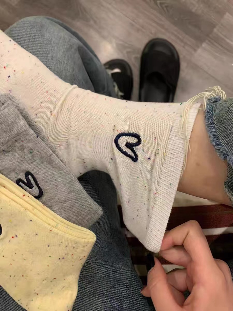 Love Point gauze socks women's Korean-style mid-calf college style ins super cute all-match cartoon pile socks Japanese and Korean autumn and winter