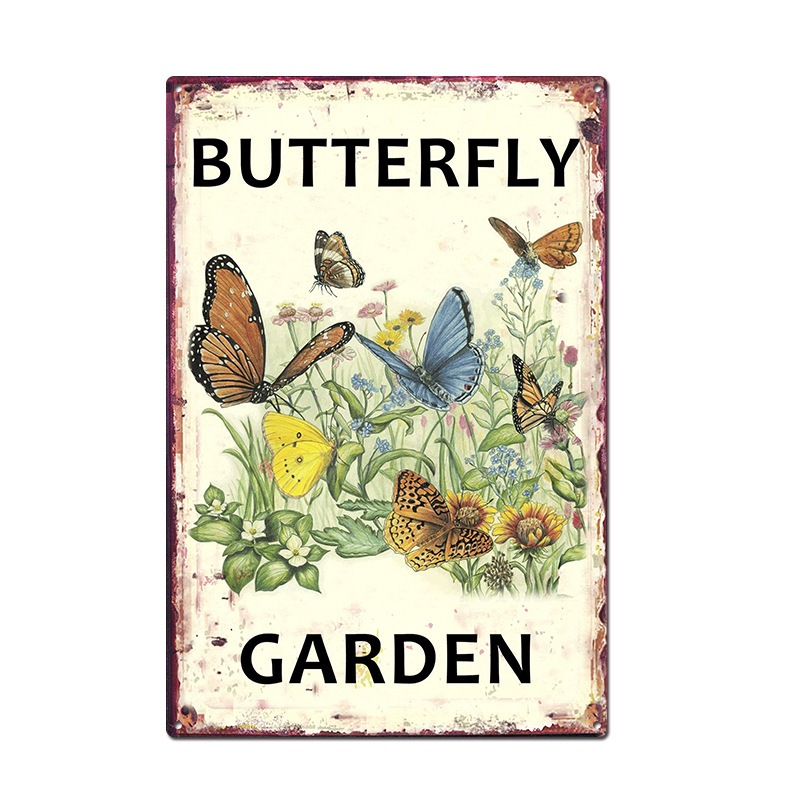 Picture of Cross-border American Country Retro Flower Figure Tin Painting Garden Pastoral Balcony Wall Wall Wall Old Decoration Pendant
