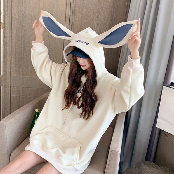 Picture of Rabbit ears sweater women's autumn and winter plus velvet padded hooded large size foreign style jacket ins cross-border foreign trade Wholesale