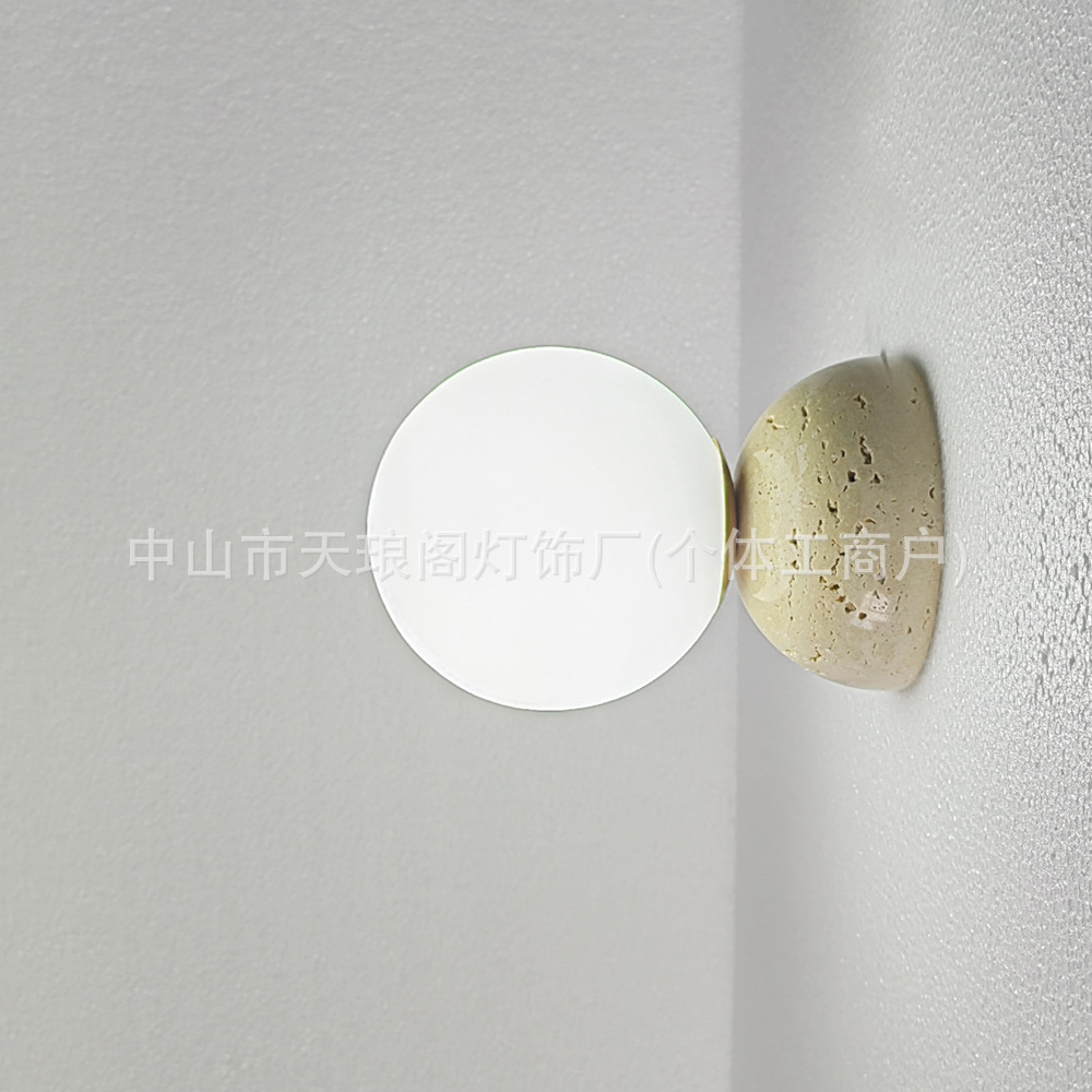 Picture of Wabi-Sabi Style Simple Yellow Travertine Wall Lamp Bedroom Modern Corridor Creative Model Room Aisle Living Room Hotel Bedside Lamp
