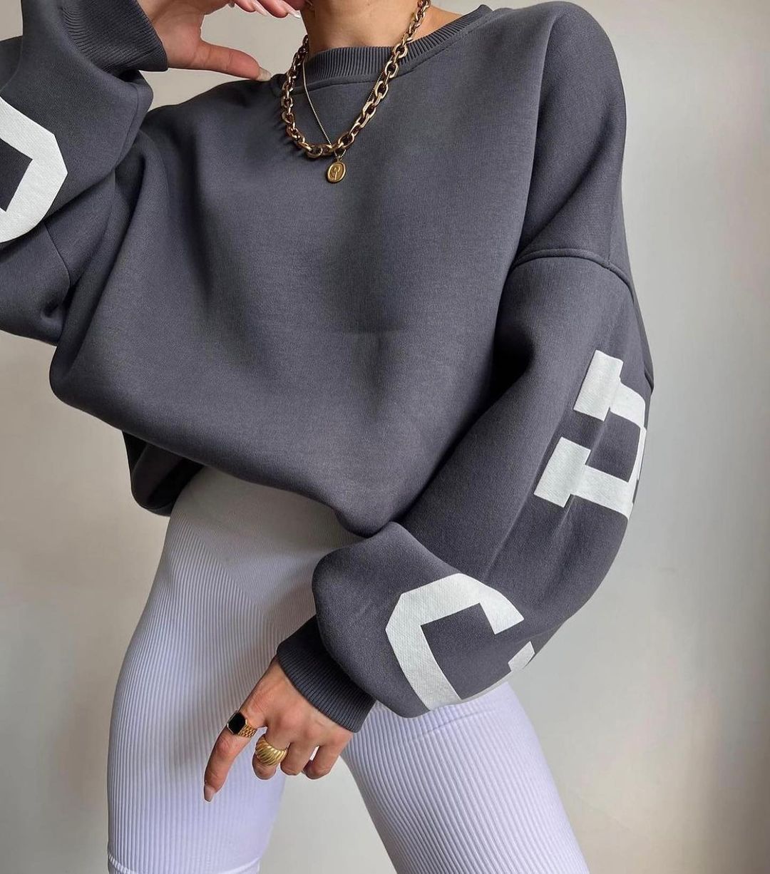 Picture of 2022 Amazon Cross-border European and American Women's Casual Fashion Printed Thickened All-match Top Long Sleeve Sweater