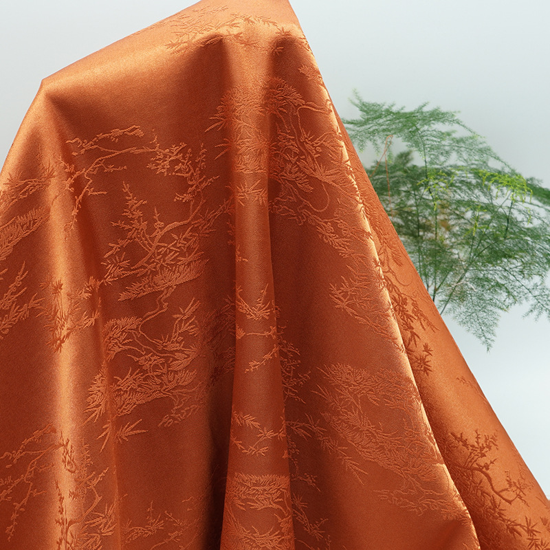 New Chinese-Style Satin Jacquard Fabric for Welcoming Guests, Vintage Tang Suit Fabric, Hanfu Shirt, and Suspender Skirt Fabric