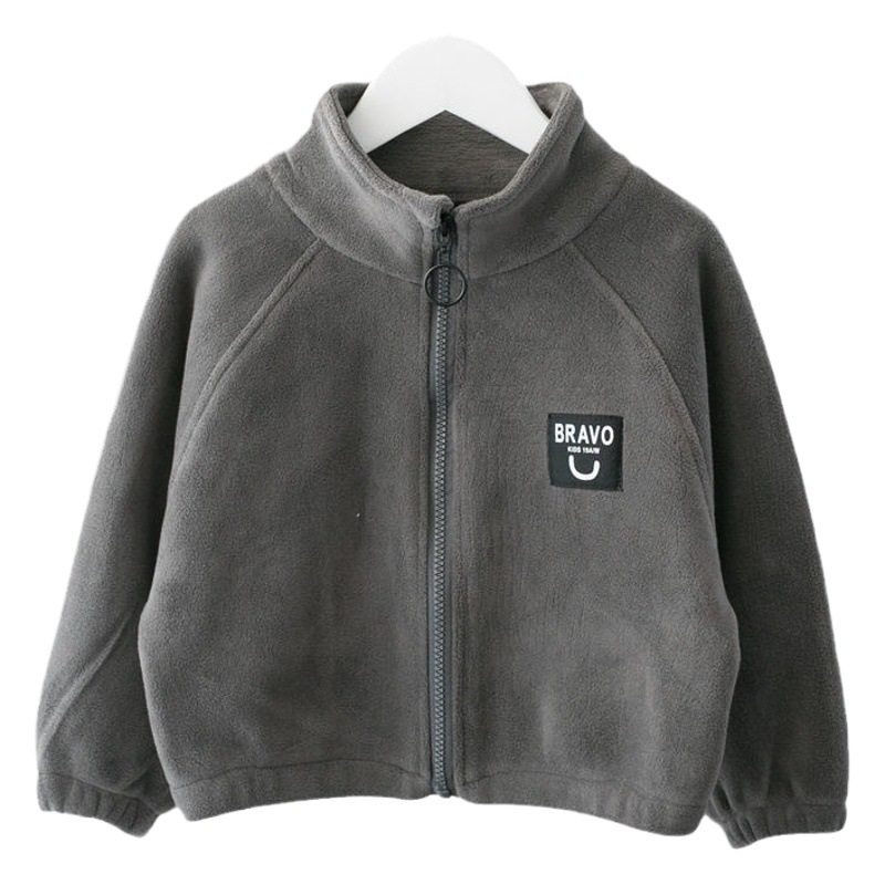 Children's warm coat spring and autumn boys' fleece-lined thickened coat spring new western style baby velvet sweater coat winter