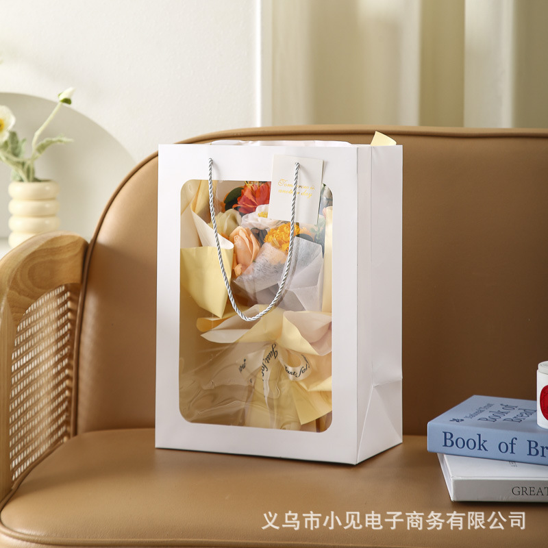 Gift Bag, Flower Tote Bag, Souvenir Bag, Gift Bag, Large Thickened Transparent Valentine's Day Bouquet Bag, Packaging Bag