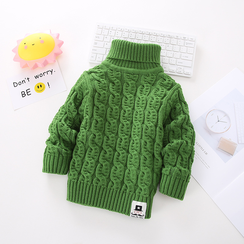 Picture of 2025 Children's Sweater Unisex Small Cable Knit Solid Color Round Neck Long Sleeve Knitwear for Older Children Cross-Border Hot Item