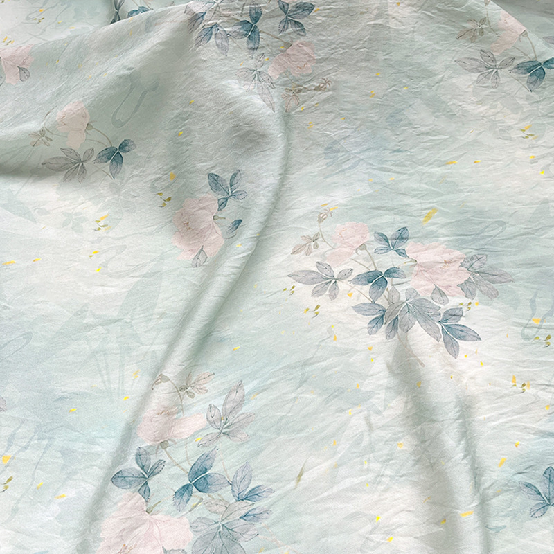 Elegant Floral New Chinese Style Digital Printed Fabric Brocade Cotton Fabric Cheongsam Dress Top Hanfu Fabric