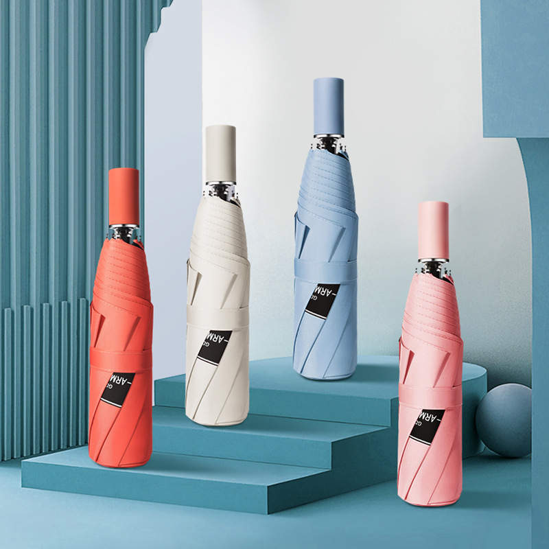 Picture of A large number of wholesale automatic umbrella women sunshade folding dual-use sun umbrella black rubber sunscreen customized advertising