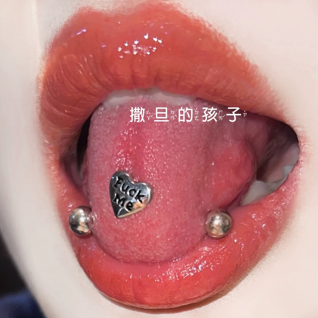 Satan child a bit is tongue nail titanium steel external thread punk tongue nail tongue ring tongue nail piercing jewelry