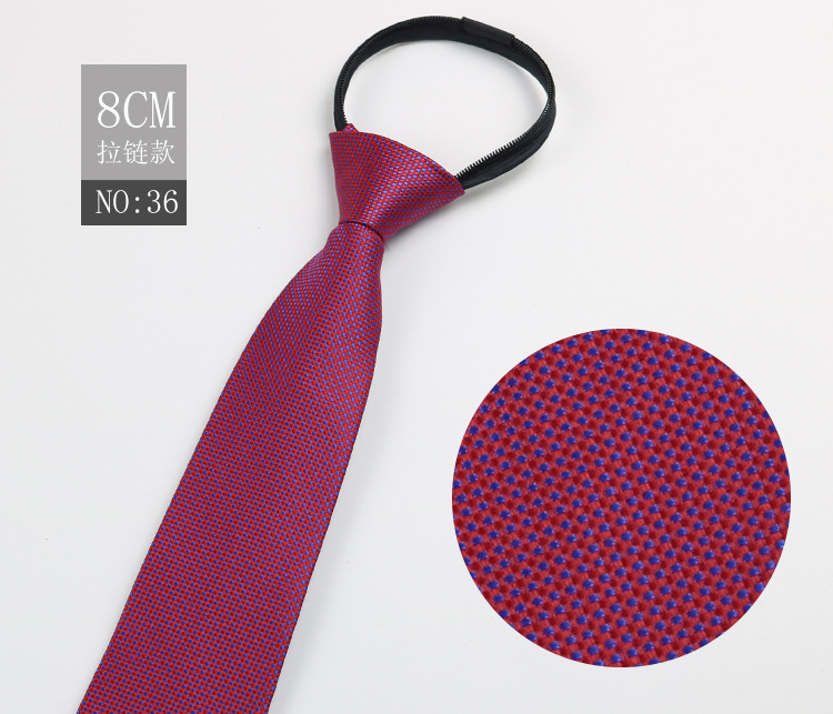 Picture of Factory Black Men's Tie Striped Blue Business Tie Lazy People Knot Free Zipper Tie in stock Wholesale