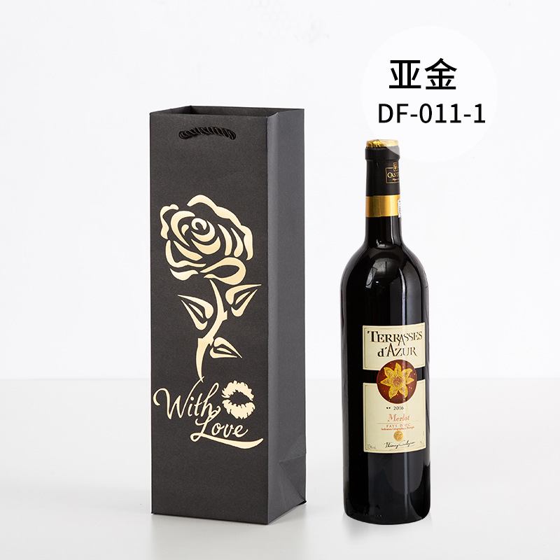 Picture of Red Wine Portable Paper Bag in Stock Hot Stamping Practical Red Wine Gift Packaging Bag Wine Portable Paper Bag Wholesale
