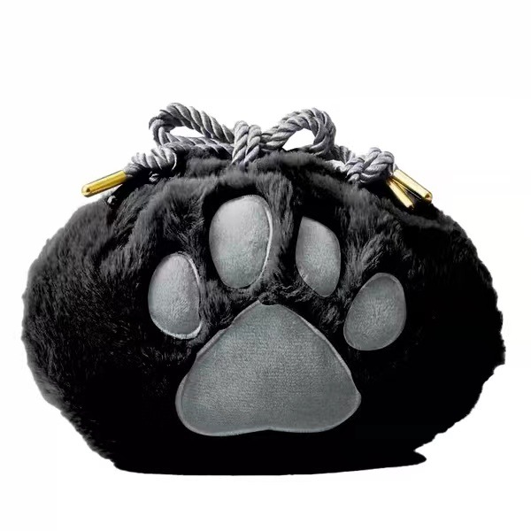 Picture of Japanese popular cute cat claw cosmetic bag drawstring drawstring drawstring storage bag plush lipstick bag wash bag