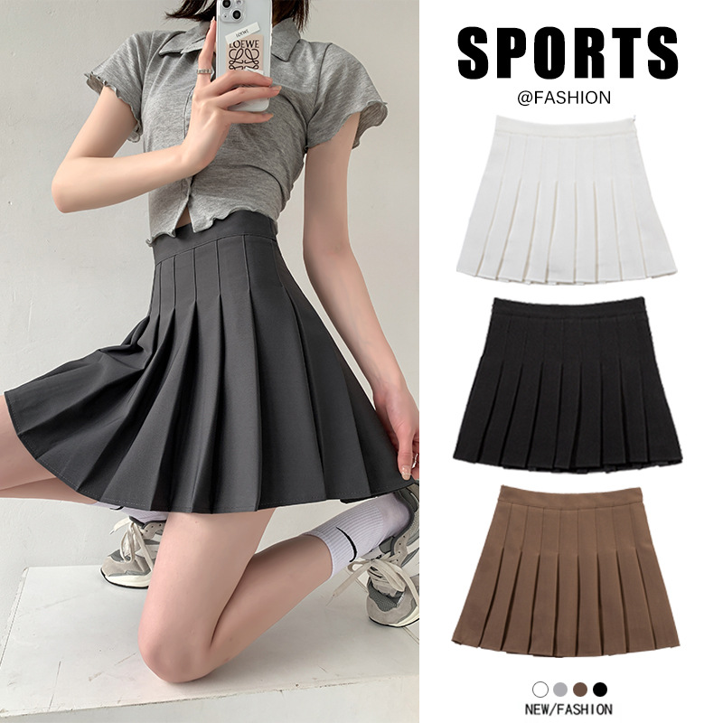 Gray Skirt Women's Summer Thin 2025 New Pleated Skirt High Waist Small A-Line Short Skirt Student Skirt
