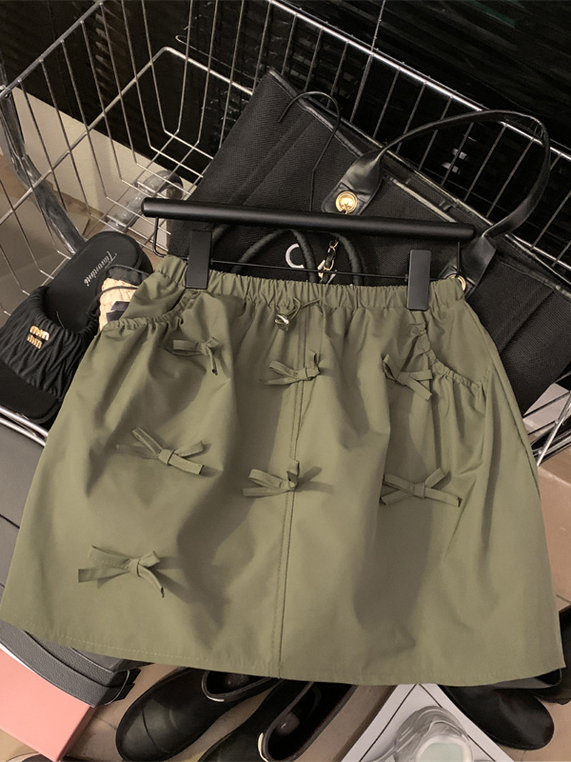 South Korea Dongdaemun Drawstring Loop Bow Tooling Skirt Women's Summer New Design Sense Short Skirt Trendy