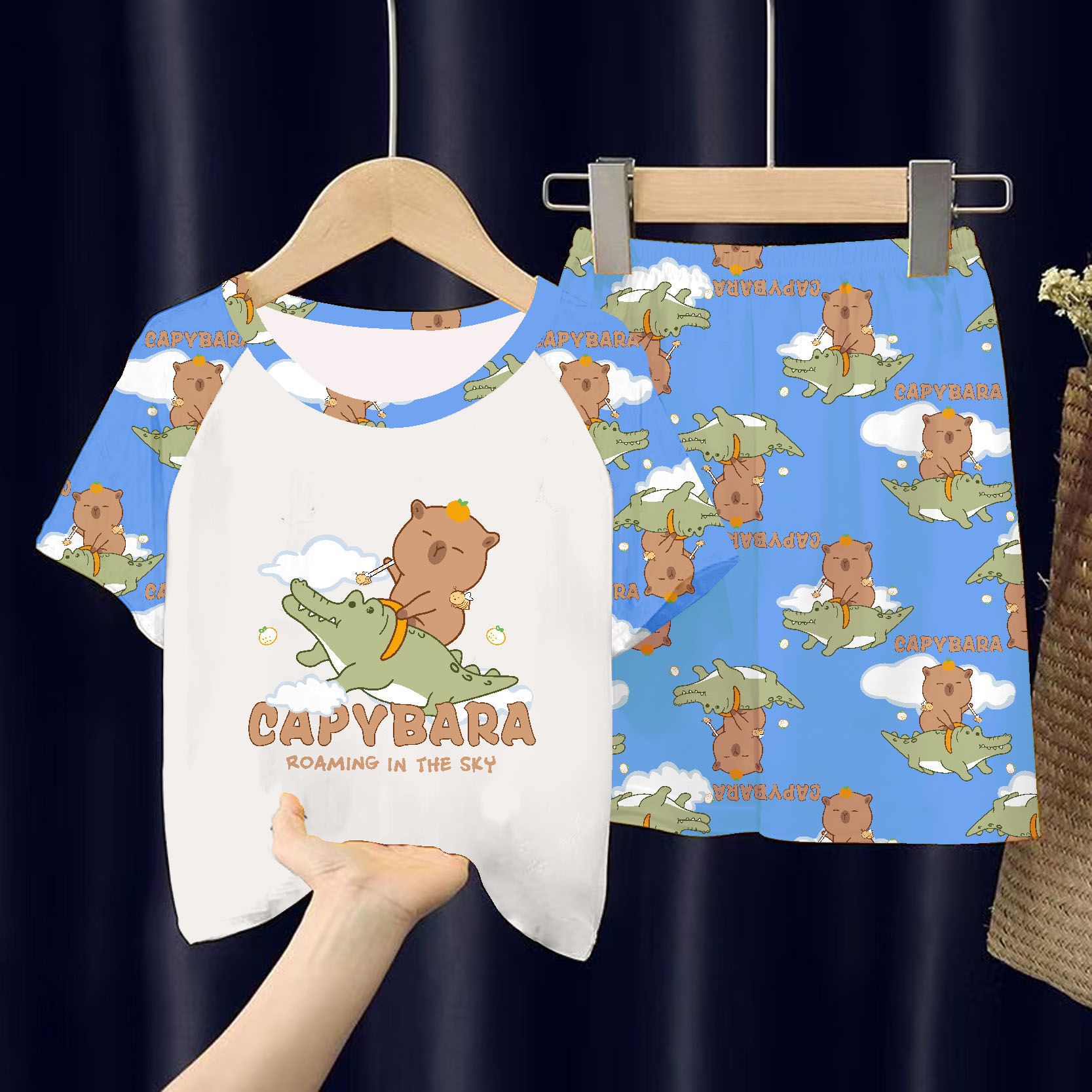 Picture of Wholesale Summer Children's Pajamas Cartoon Girls Short-Sleeved Shorts Thin Boys Casual Middle and Large Children's Suits Home Clothes