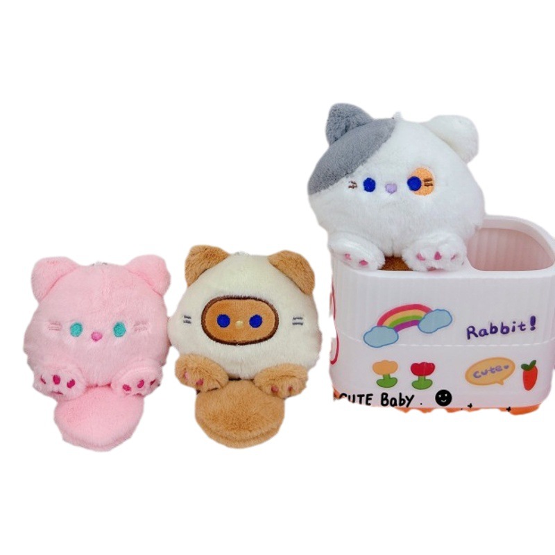 Cute Cat plush keychain pendant creative schoolbag bag ornaments grab machine doll toy wholesale