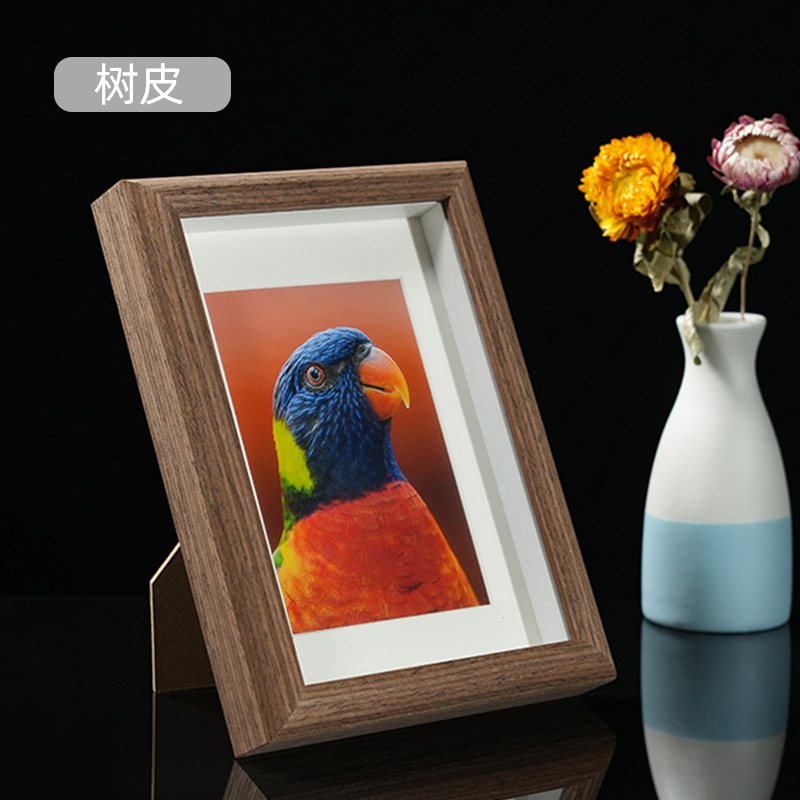 Picture of Three-dimensional 8-inch Hollow Butterfly Decorative Specimen Frame Inspirational Calligraphy Ornaments Wooden Picture Frame 7-inch Hollow Log Photo Frame