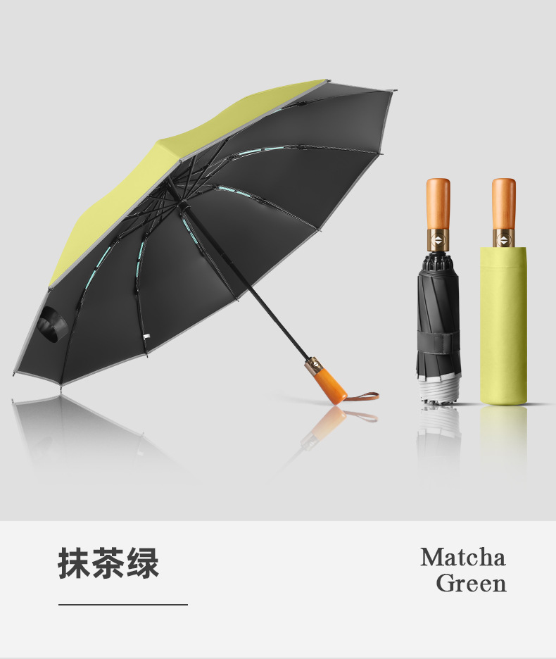 Picture of Three-fold automatic umbrella log handle lettering sunny umbrella men's business folding umbrella printed logo high-end gift umbrella