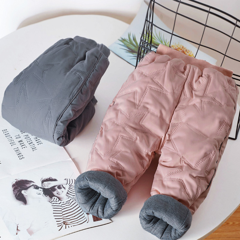 Girls' Thickeneded Pants for Autumn and Winter Kidsren's Boys and Girls, a Pair of Winter Outer Wear Fleece-Lined Winter Cotton Pants