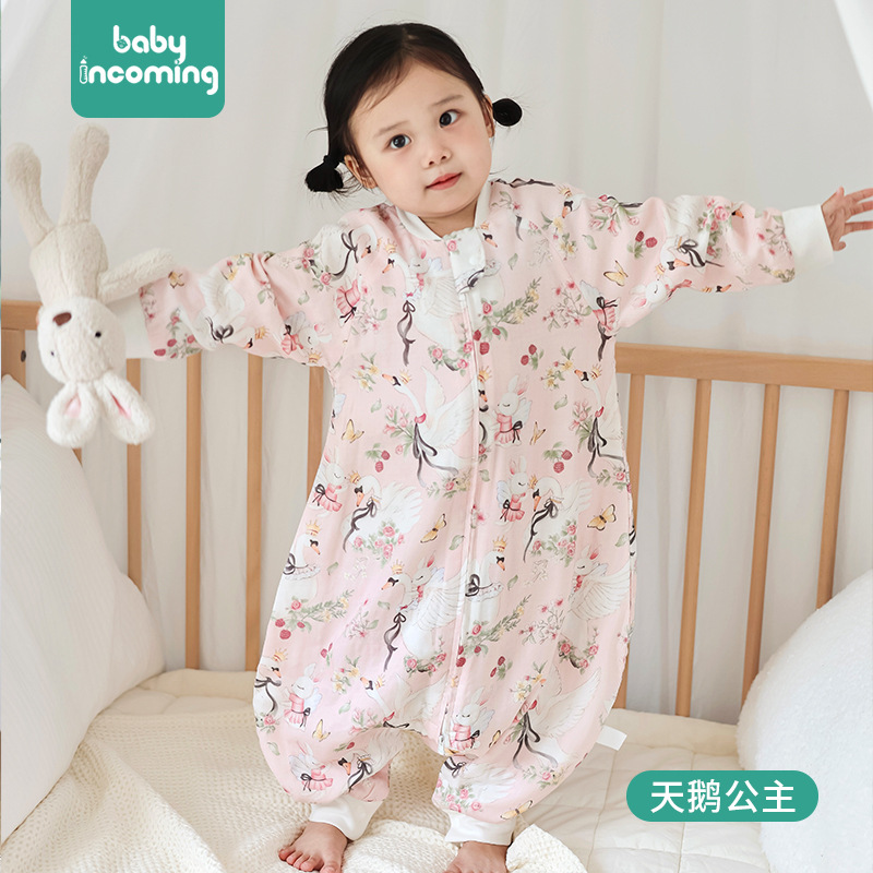 Picture of Cartoon Bamboo Cotton Gauze Sleeping Bag Baby Class a Summer Newborn Children's Home Clothes Baby Anti-Kick Quilt Breathable and Lightweight