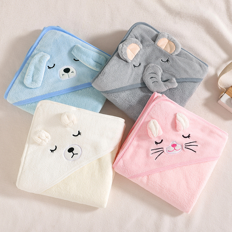 Baby bath towel wrap towel bath towel baby hat soft coral fleece newborn hold thick factory wholesale