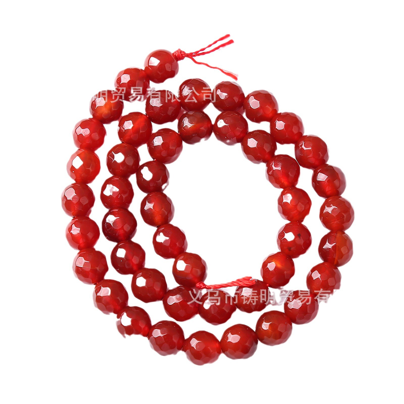 Picture of 5A cut red agate loose beads faceted red agate round beads hand woven beaded crystal necklace accessories