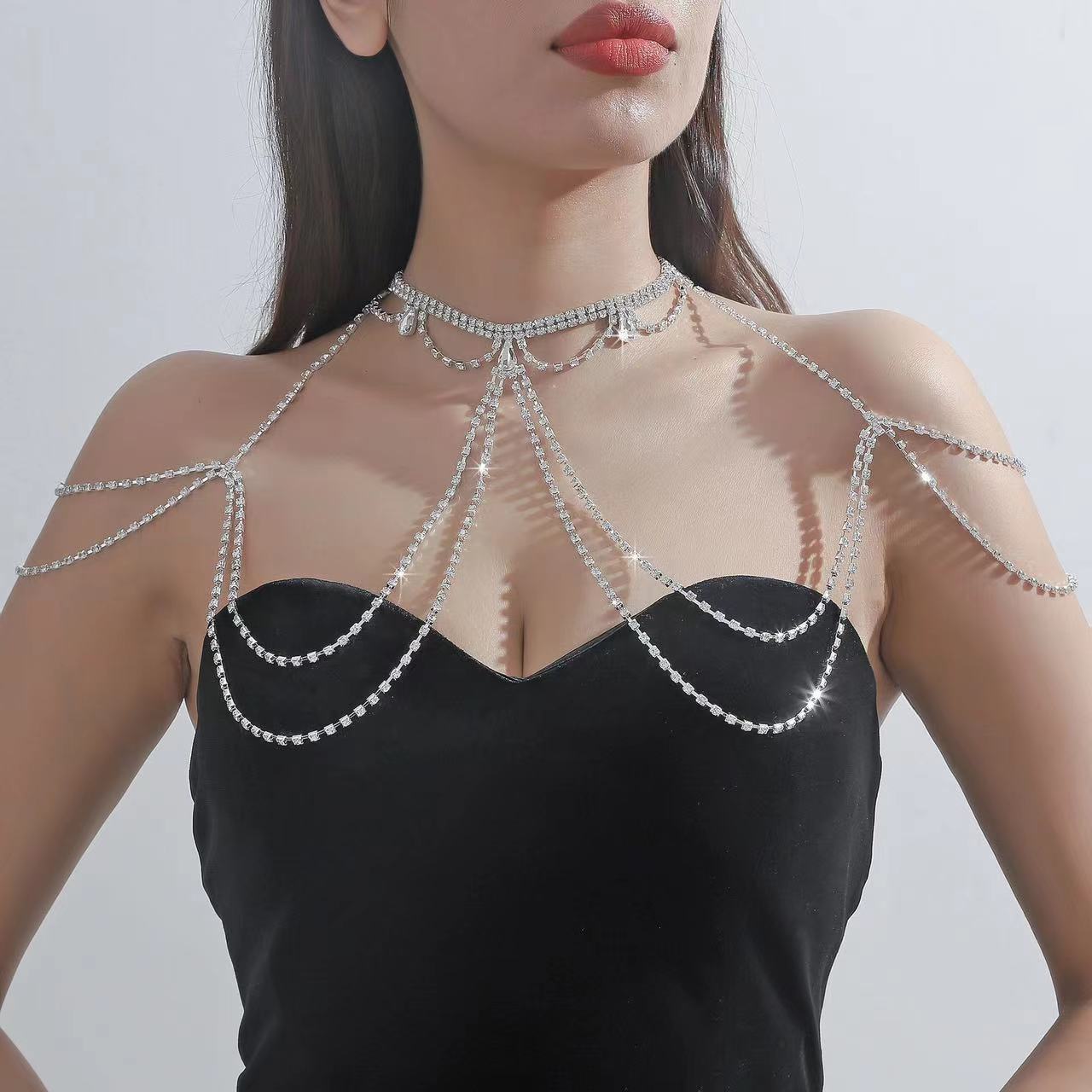 European and American Light Luxury Dress Accessories Tassel Shoulder Chain Fashion All-match Body Chain Niche High-end Elegant Necklace Women