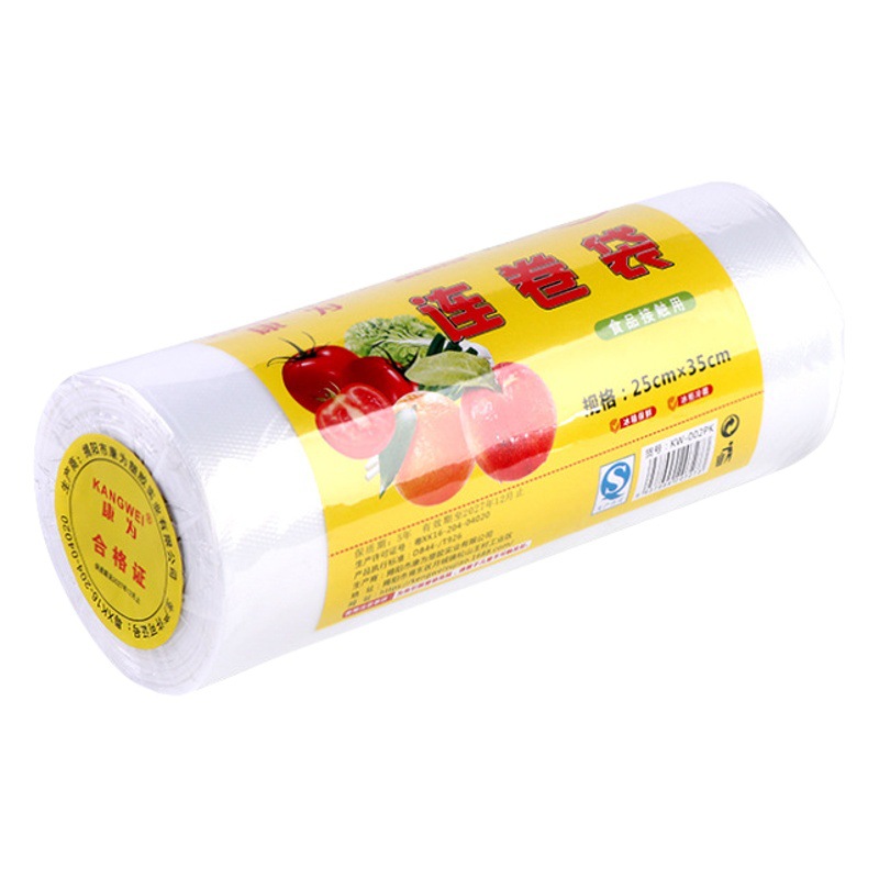 PE material thick point break type roll bag microwave oven heating refrigerator kitchen disposable large roll flat pocket