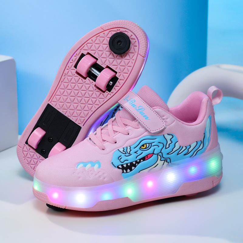 Picture of 2025 new cross-border children's luminous shoes pulley heloo shoes boys with brake wheels skates student sports