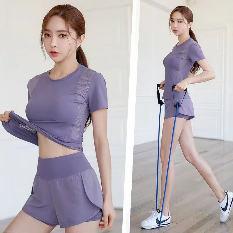 Summer Running Suit for Women 2024 Fitness Wear Outdoor Professional Sports Training Anti-Exposure Thin Yoga Wear Tight-Fitting