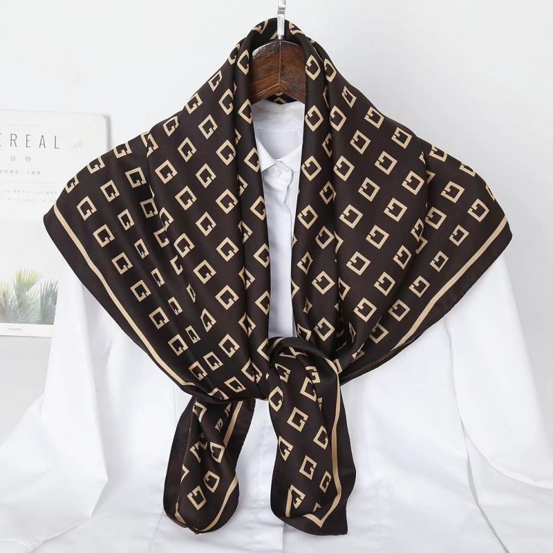 Picture of Autumn and winter all-match shawl animal printed black and white simple large square 90*90CM imitation silk twill silk scarf for women