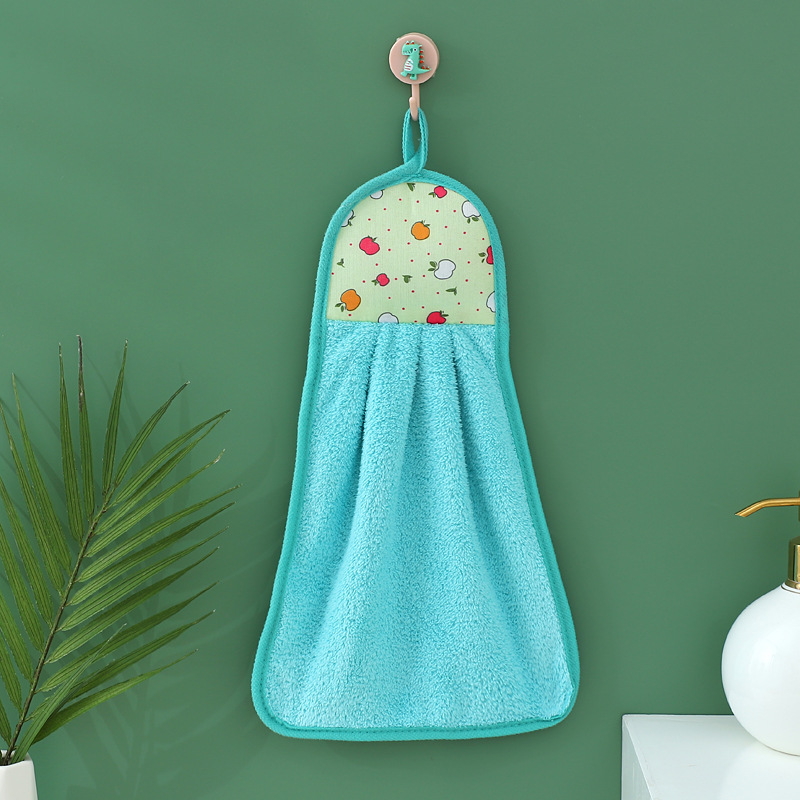 Picture of Coral Velvet Hand Towel Can Be Hung in the Kitchen, Thickened Cleaning Towel, Gift Advertising Towel