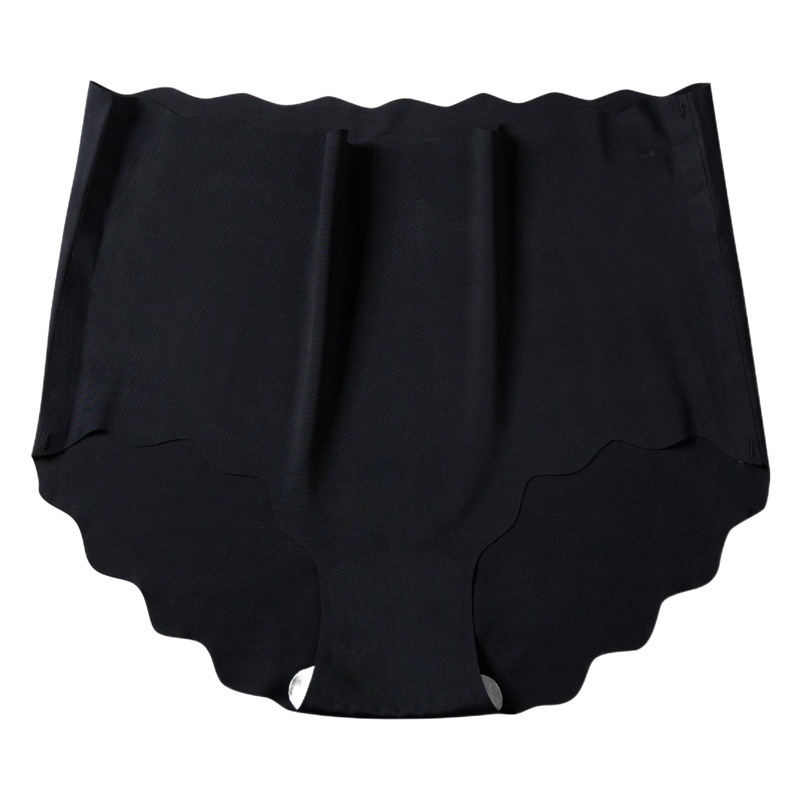 Ice Silk Traceless Ultra-thin Waved Girl's Underwear Solid Color Breathable Large Size High Waist One-piece Women's Briefs