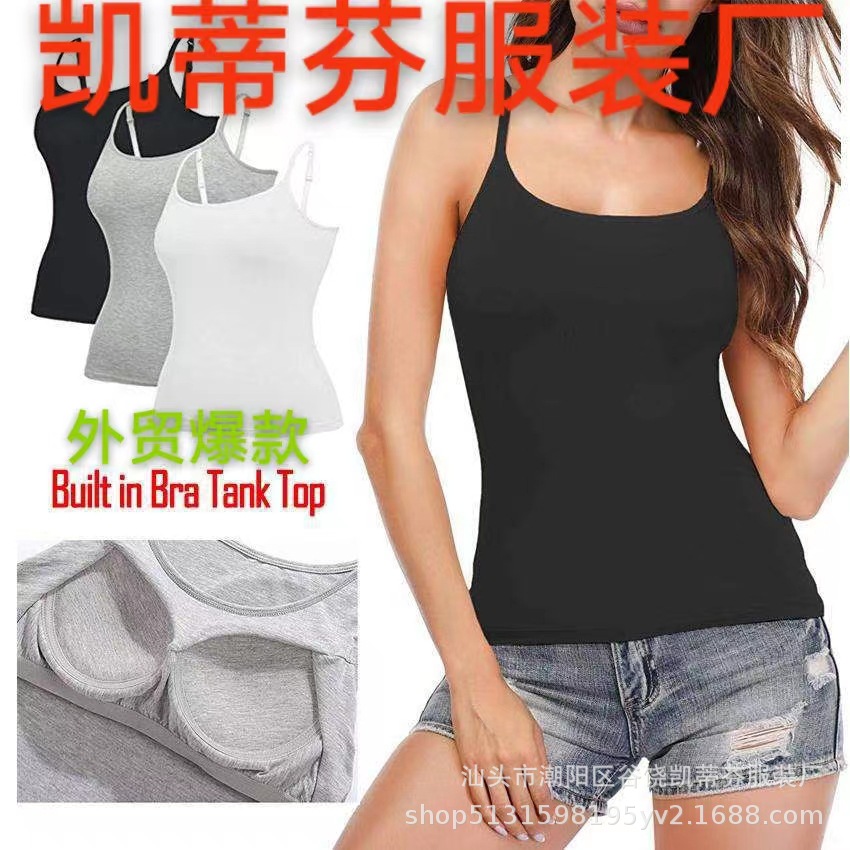 Cross-Border European and American Plus-Size Modal Camisole with Built-In Anti-Exposure, Integrated Padding, Breathable and Sexy Underwear