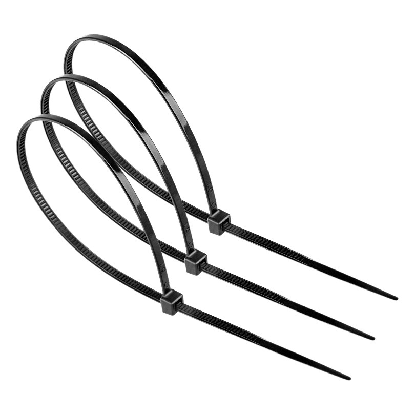 Factory wholesale self-locking nylon cable tie 3*80 black and white plastic buckle strapping dog plastic strapping cable tie