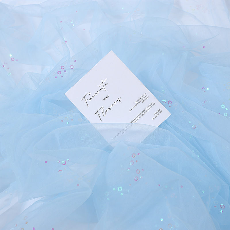 in stock Magic Color Bead Mesh Fabric Wedding Accompanying Gift Flower Packaging Encryption Brocade American Mesh Mesh Soft
