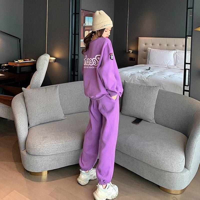 2022 autumn and winter new fashion salt fried street sports suit female students Korean version of loose vests casual two-piece set