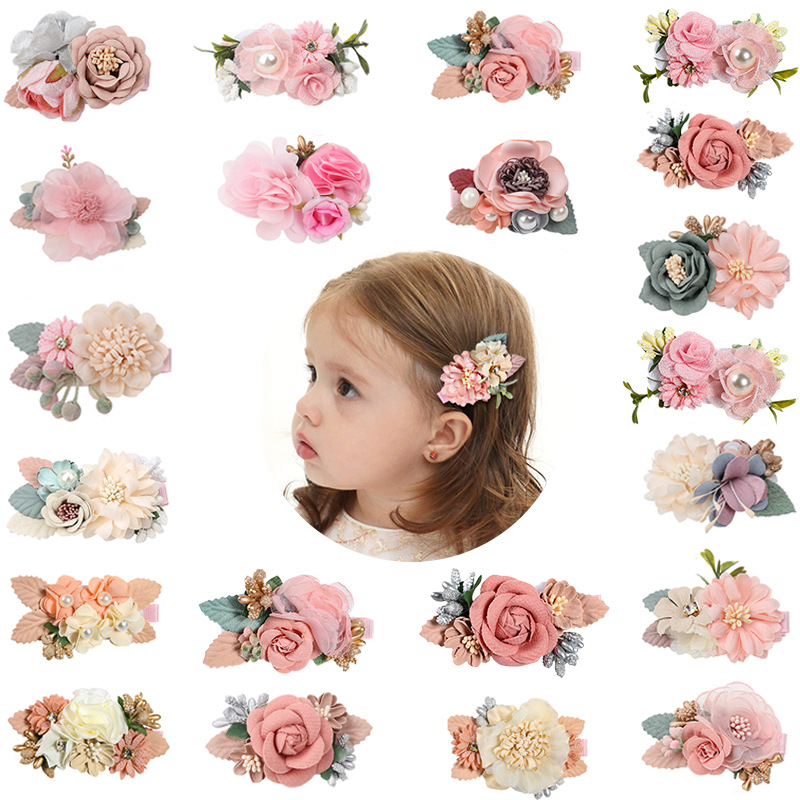 Amazon explosions three sets of pink simulation hair flower hair accessories Princess Joker fresh natural cute hair clip