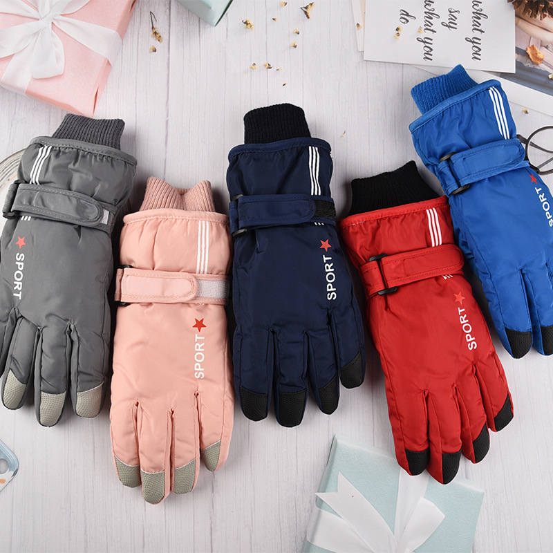 Picture of Winter Ski Gloves Women's Children's Warm Riding Waterproof Middle and Big Children's Waterproof Non-slip fleece-lined Thickened Finger