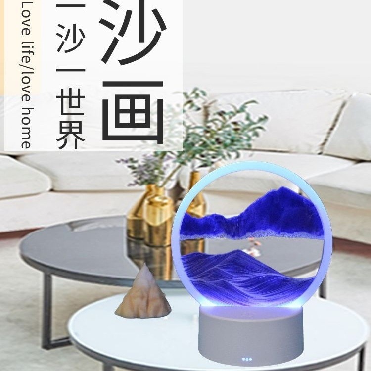 3D Stereoscopic Quicksand Painting Desktop Ornament Dynamic Hourglass Night Light Birthday Gift Entryway Wine Cabinet Atmosphere Lamp