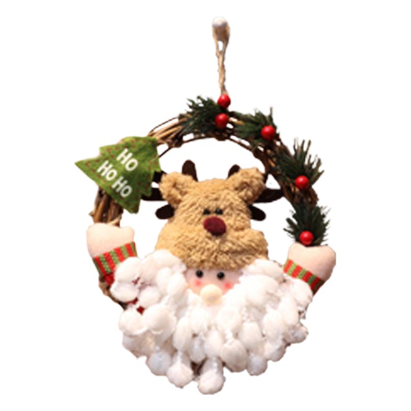 New Christmas Wreath Door Hanging Shop Window Christmas Decorations Multi-Pattern Doll Garland Hangings Available for Wholesale